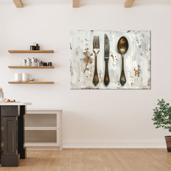 Obraz do kuchni jadalni salonu, Sztućce w stylu shabby chic 30x20