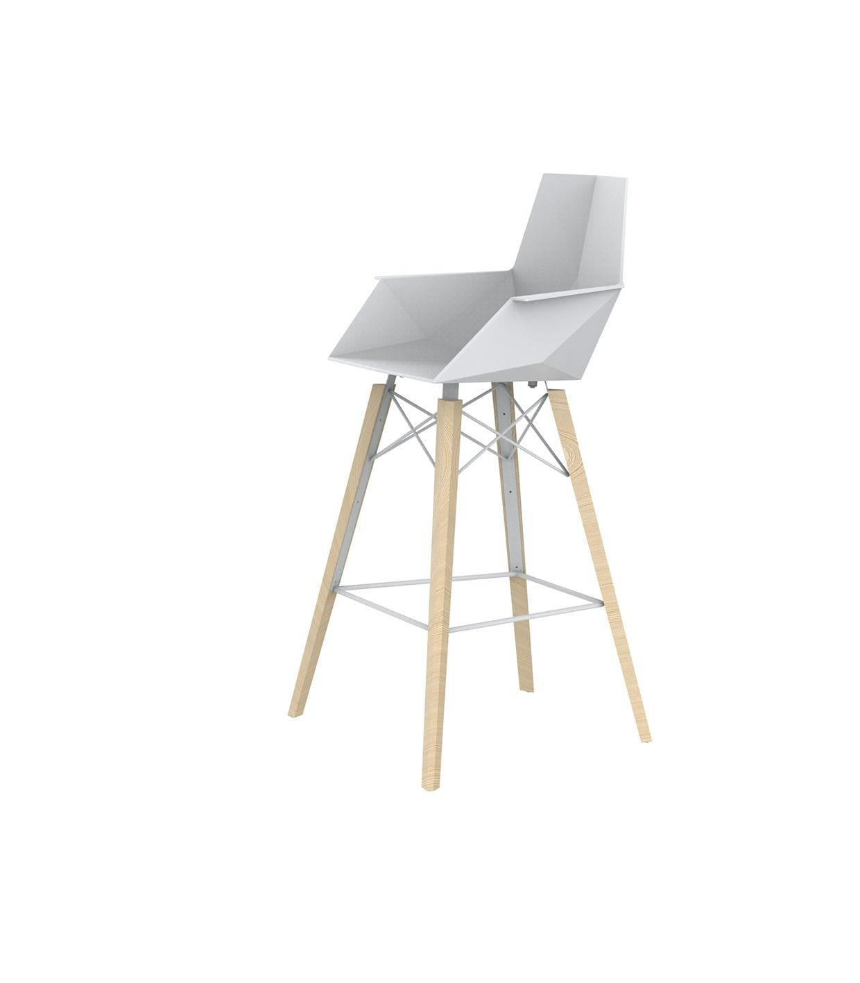 FAZ WOOD - Tabouret de bar avec accoudoirs blanc