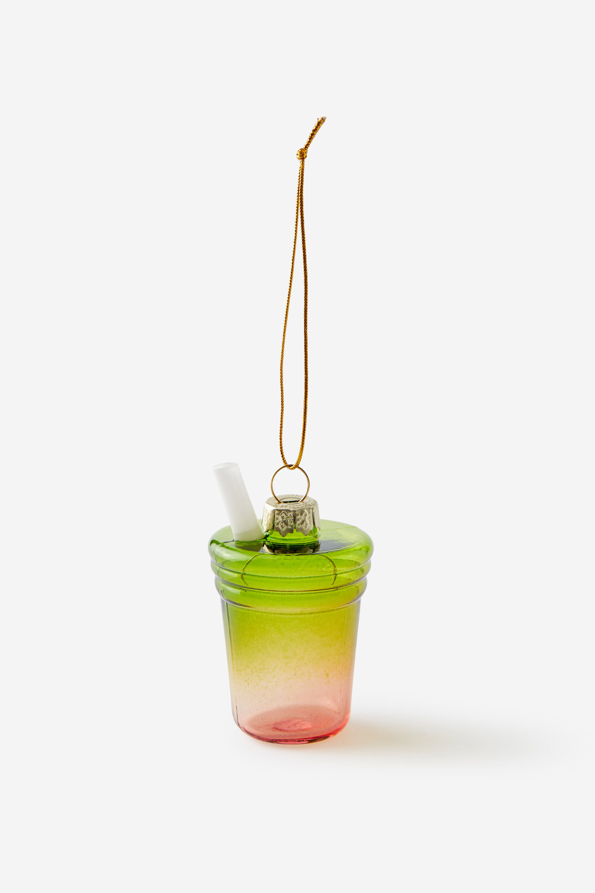 Strawberry Matcha Shaped Glass Ornament