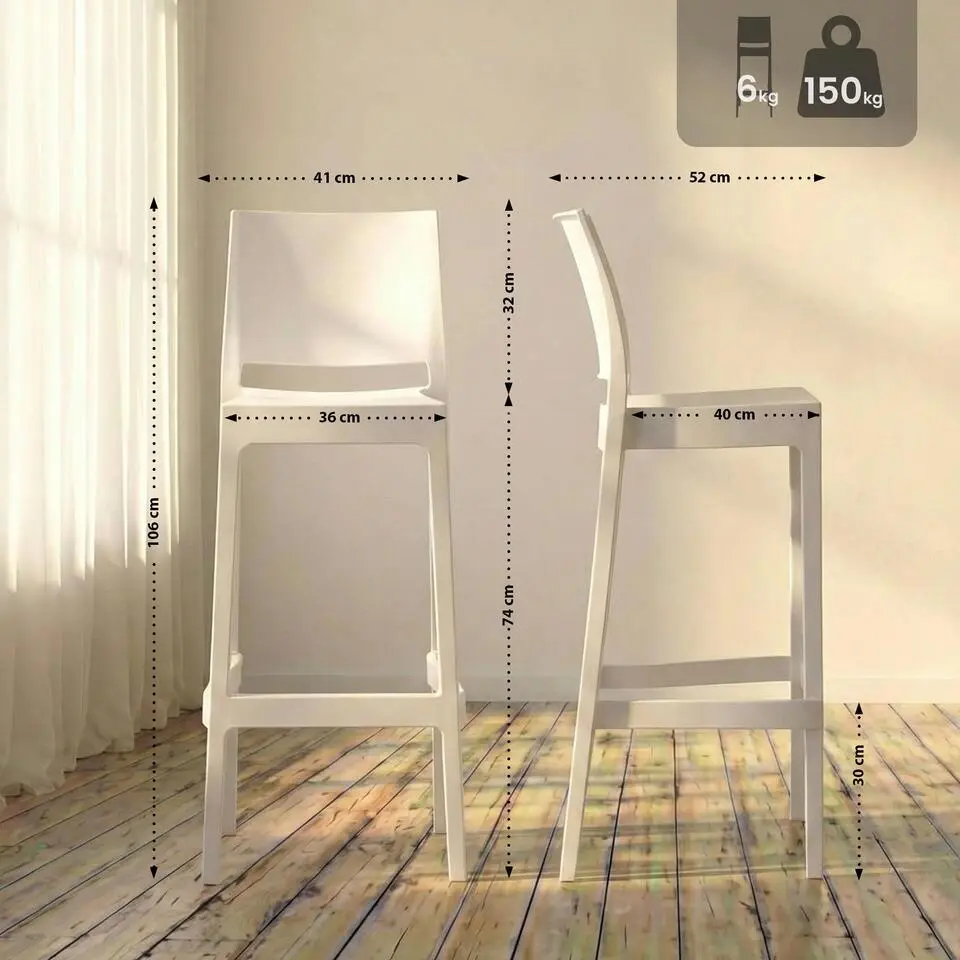 CLP Barkruk Flamur Kunststof - wit