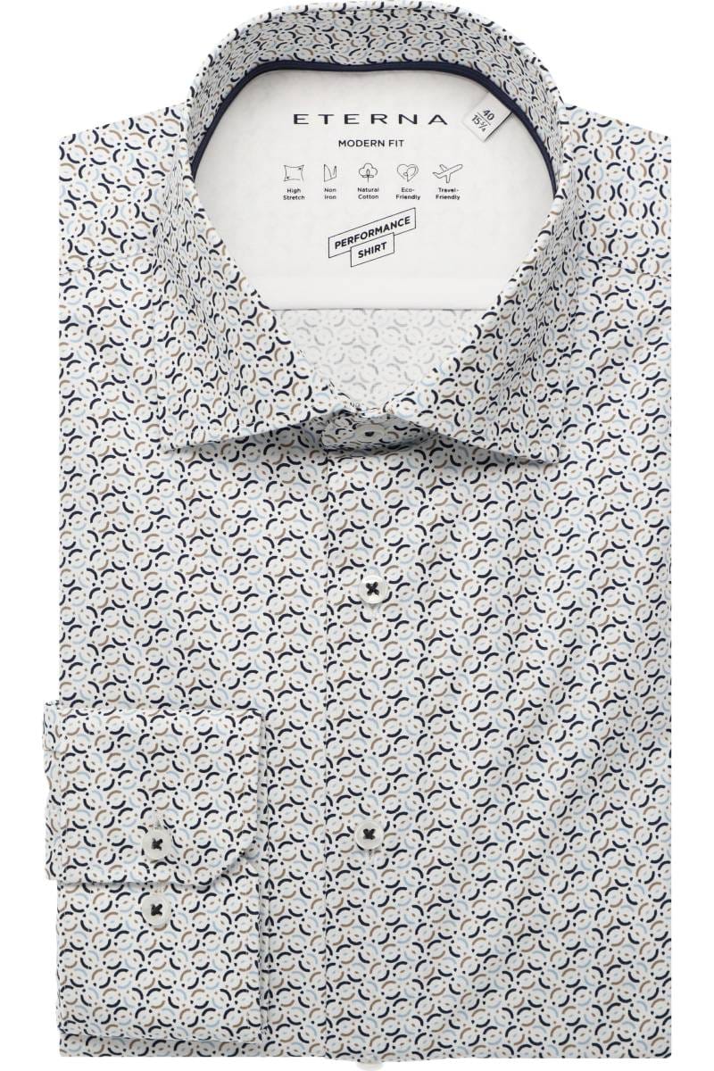ETERNA Performance Modern Fit Hemd blau, Bedruckt