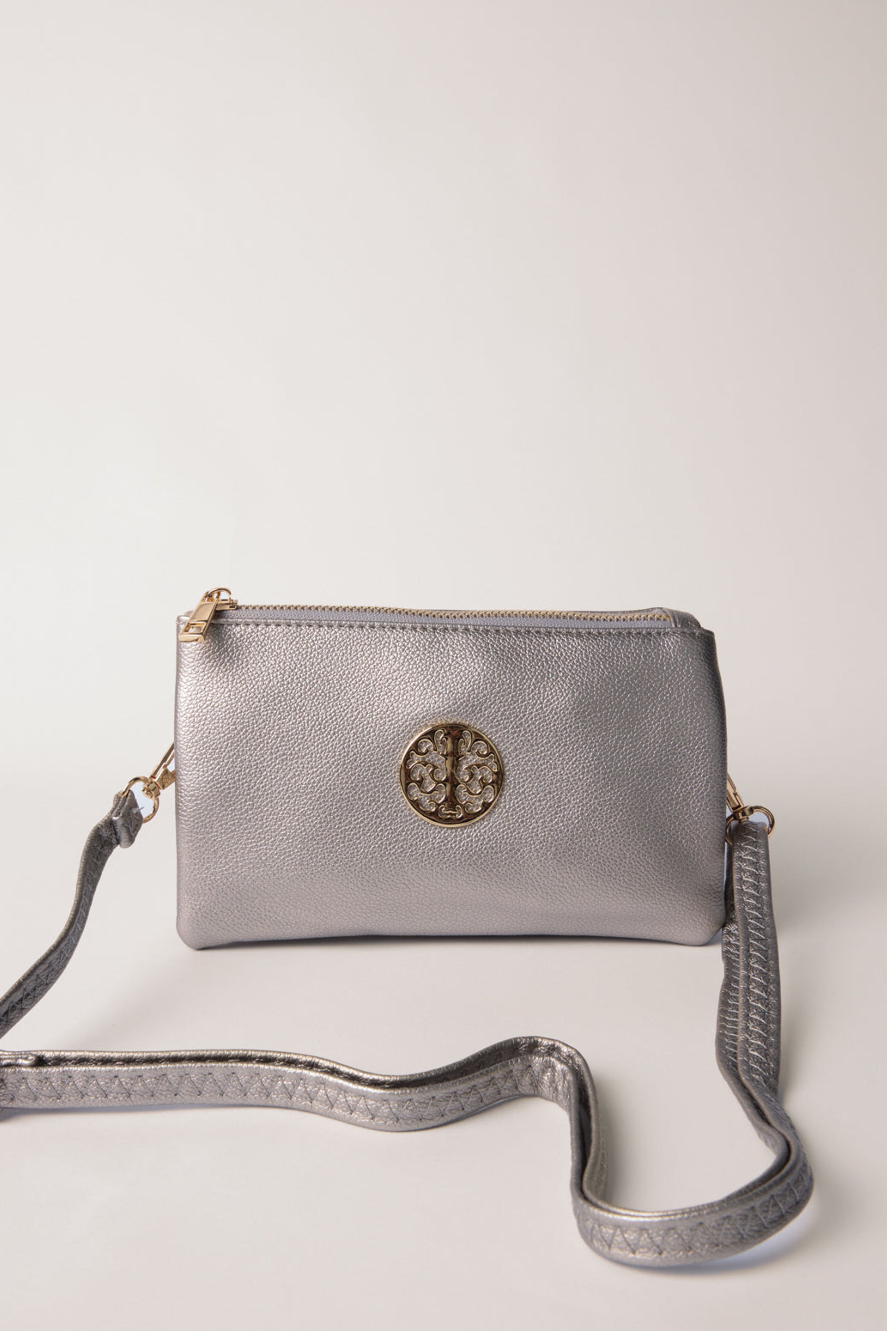 Blue Vanilla Detailed Zip Up Purse With Detachable Strap