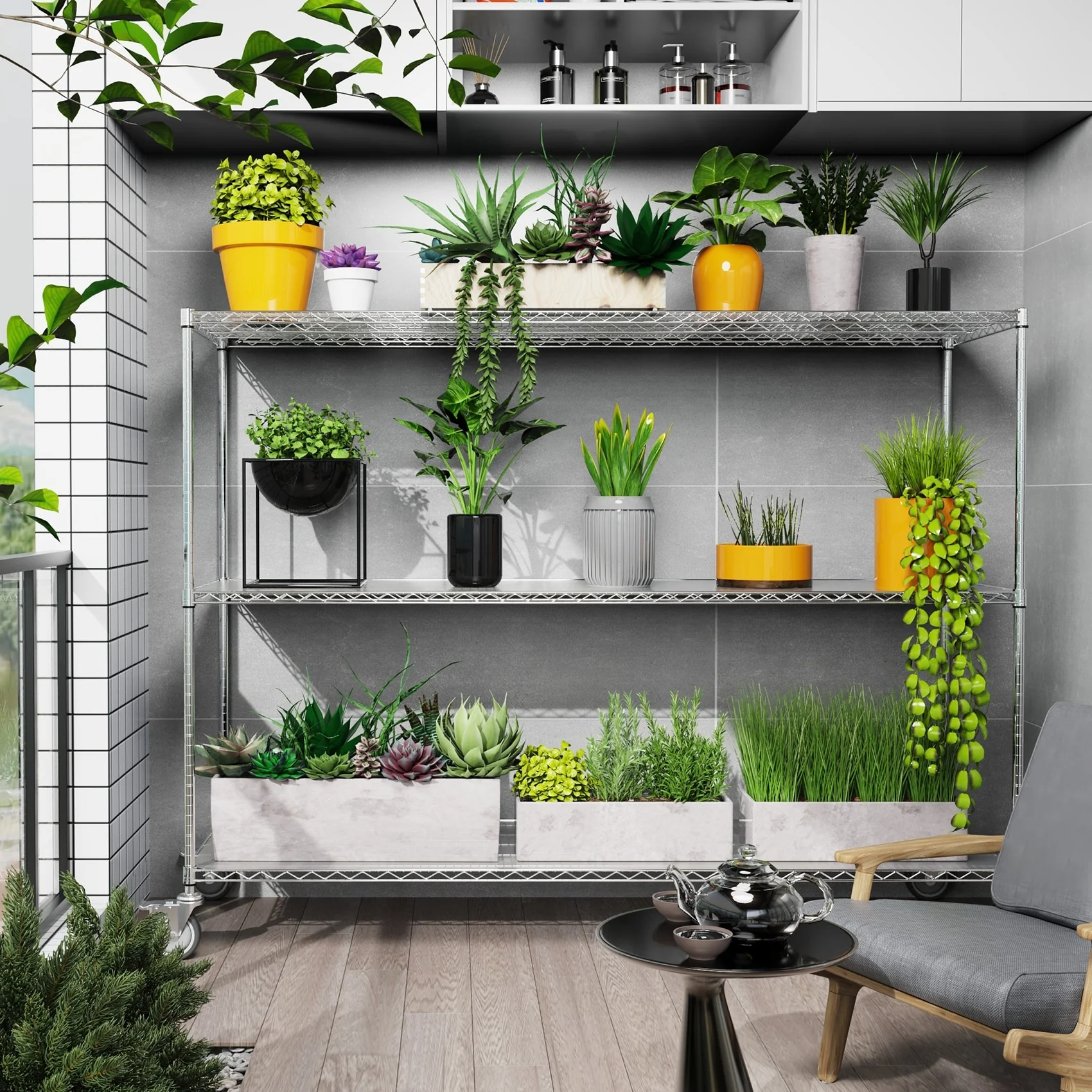 3-Tier Standing Open Shelf Unit