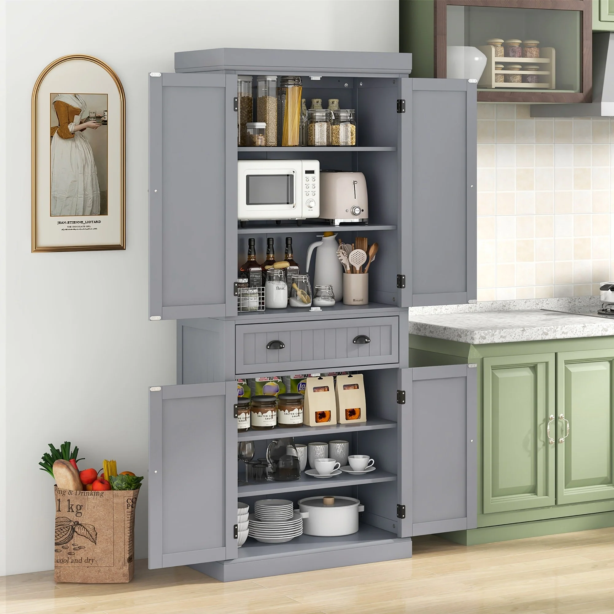 Gymax 72'' Kitchen Pantry Storage Cabinet Tall Freestanding Cupboard - See Details
