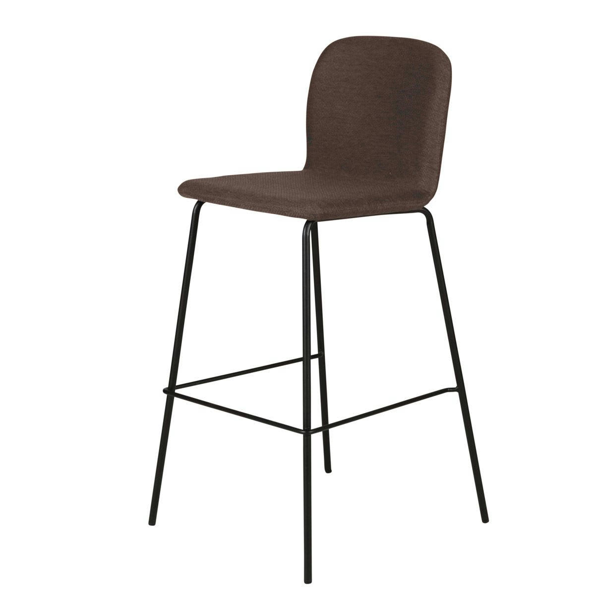 SENSE - Chaise de bar moderne tissu ombre piètement métal h75 cm
