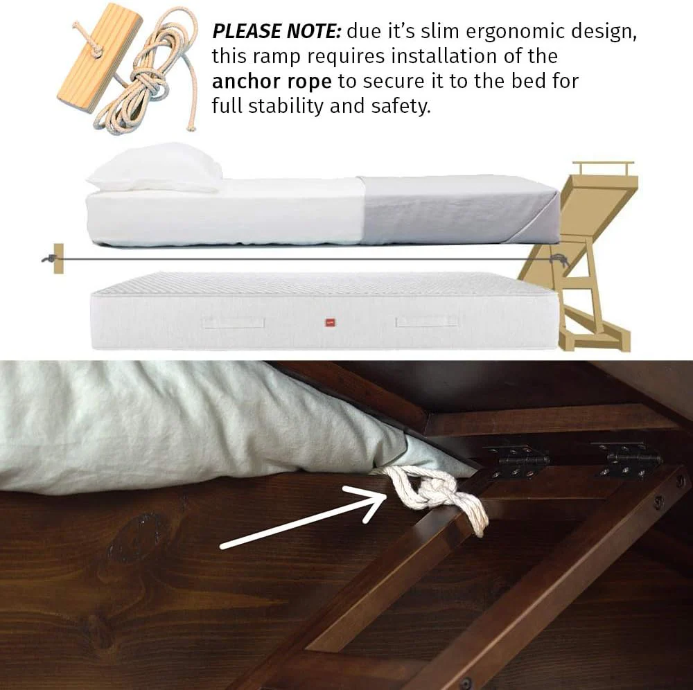 Dog Ramp for Beds - Adjustable up to 37 High Beds with Low Incline, Safety Rails  Anti-Slip Grip, for Small Dogs up to 50lbs - Solid Hardwood, Made in North America(Clear Natural)