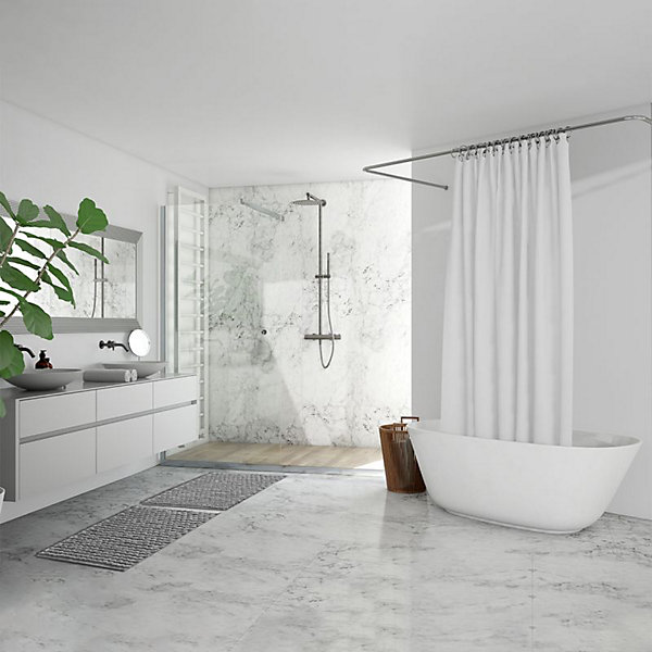 Lot 2 tapis de salle de bain 40 x 60 cm mini pompon gris - MARIE