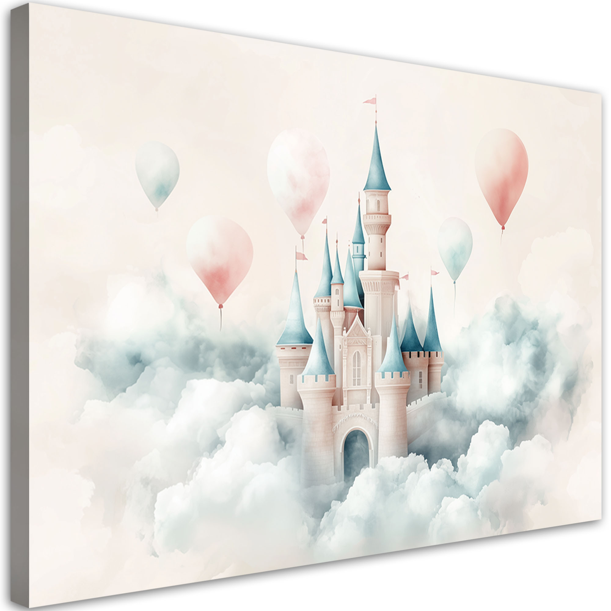 Feeby Obraz dziecięcy na ścianę, Zamek z balonikami w chmurach 60x40