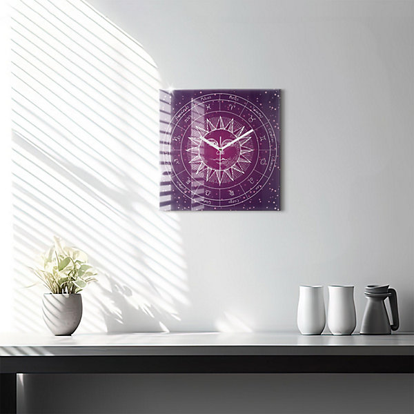 Horloge murale Wallfluent 30x30 cm Aiguilles blanches Constellations du zodiaque 1 pcs