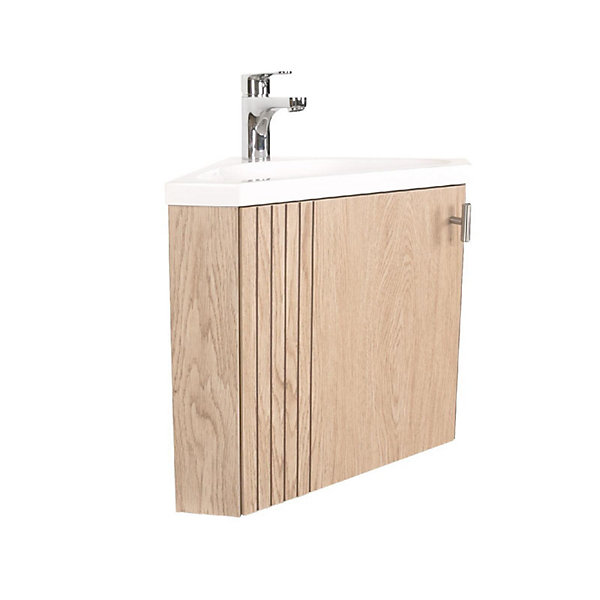 Meuble lave-mains d'angle décor chêne KODA