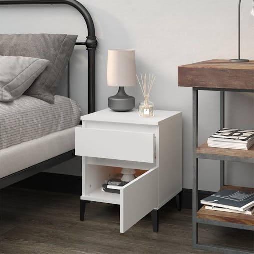 NNEVL Bedside Cabinet White 40x35x50 cm