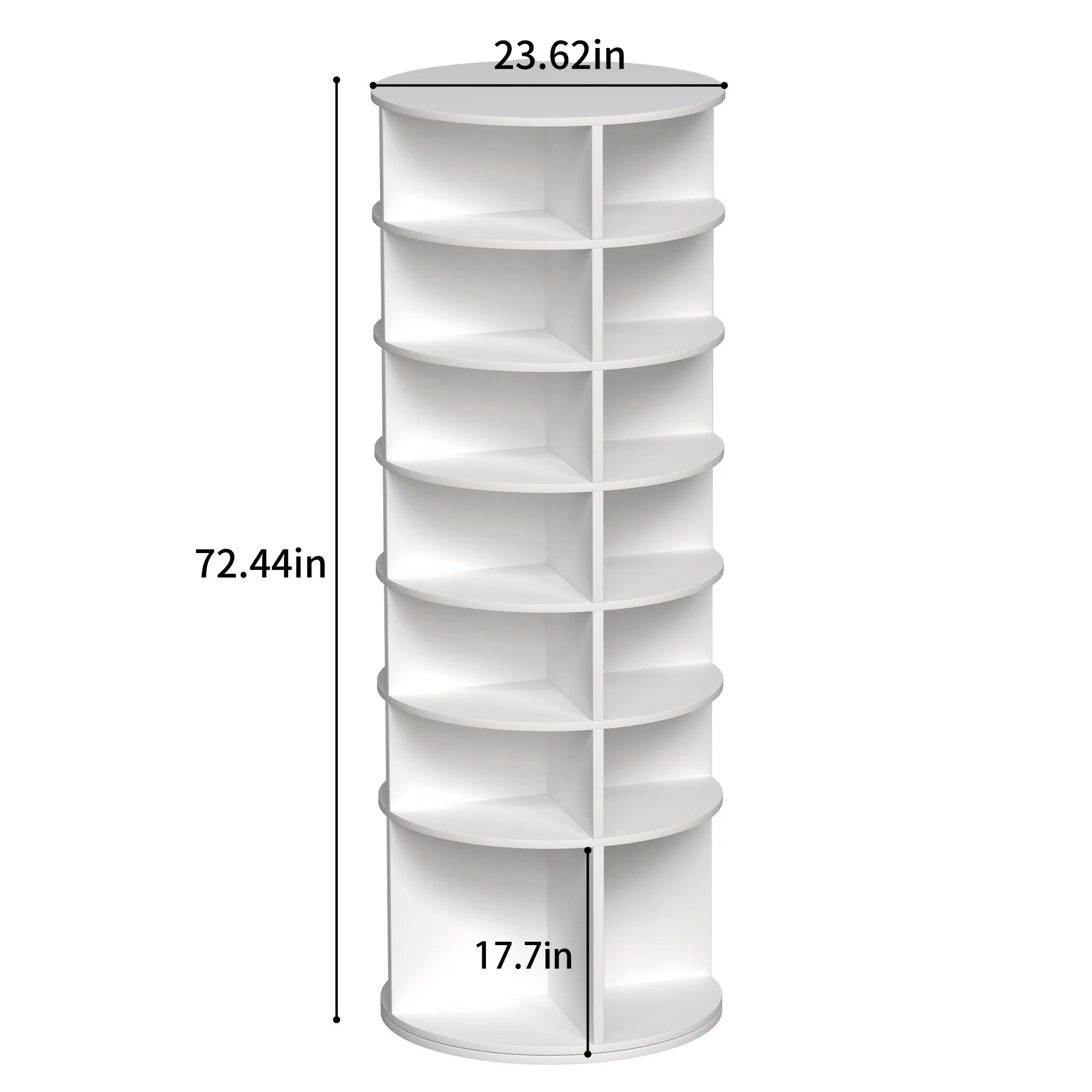 Free Standing 7 Tier Plastic 360° Rotating Shoe Rack for Entryway