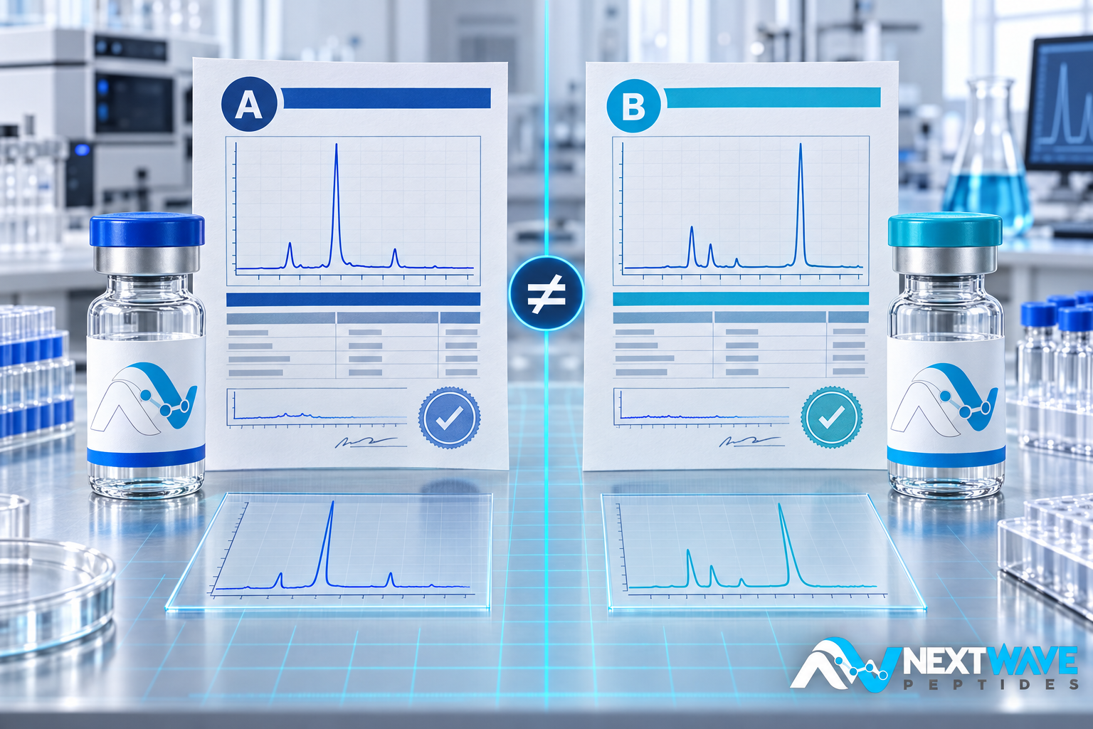 Comparison of peptide certificates of analysis across product lots