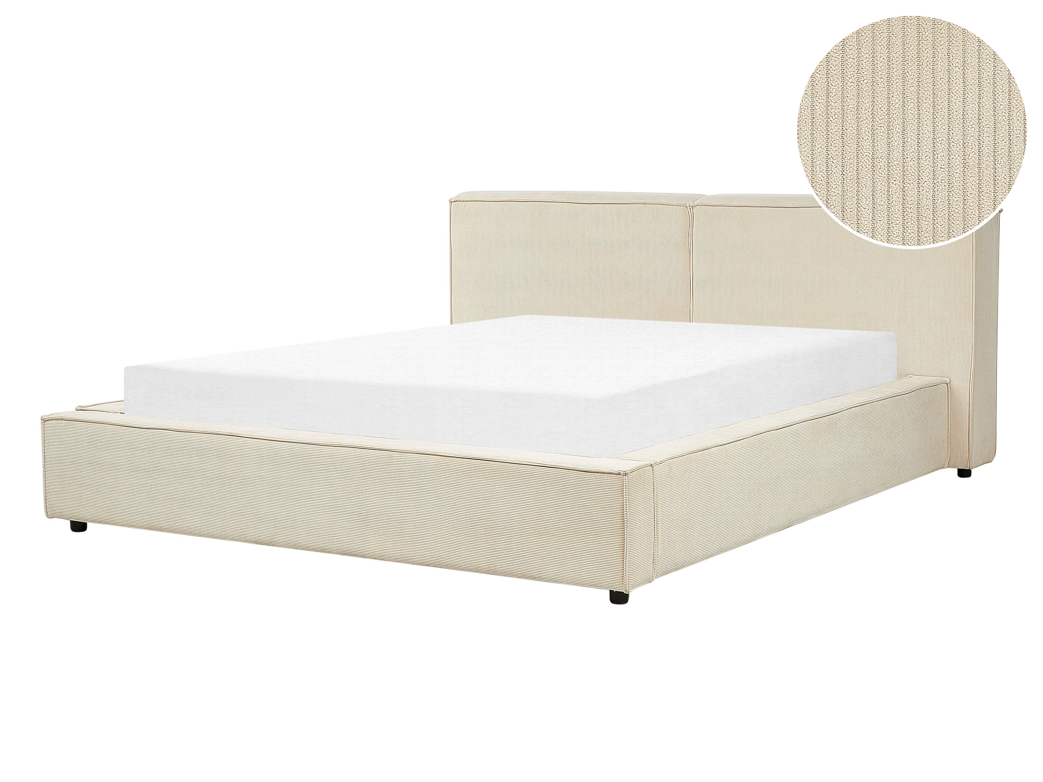 Waterbed Corduroy LINARDS 160 x 200 cm (EU King Size) Beige