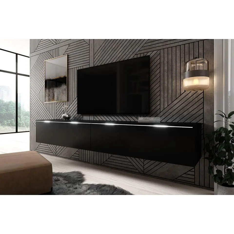 Meubella - TV-Meubel Dixon - Mat Zwart - 180 cm