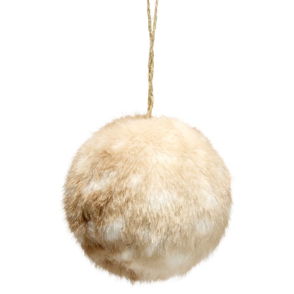 Boule de No&euml;l effet fourrure faon à suspendre Ø8cm
