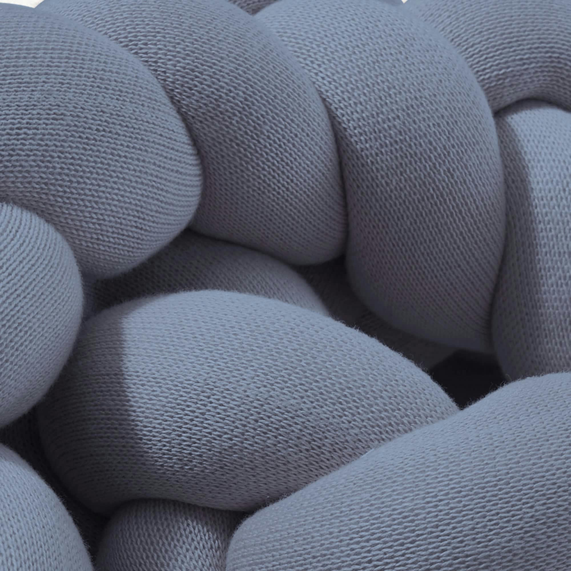 - Tresse de lit tricotée en coton bleu 200x14 cm