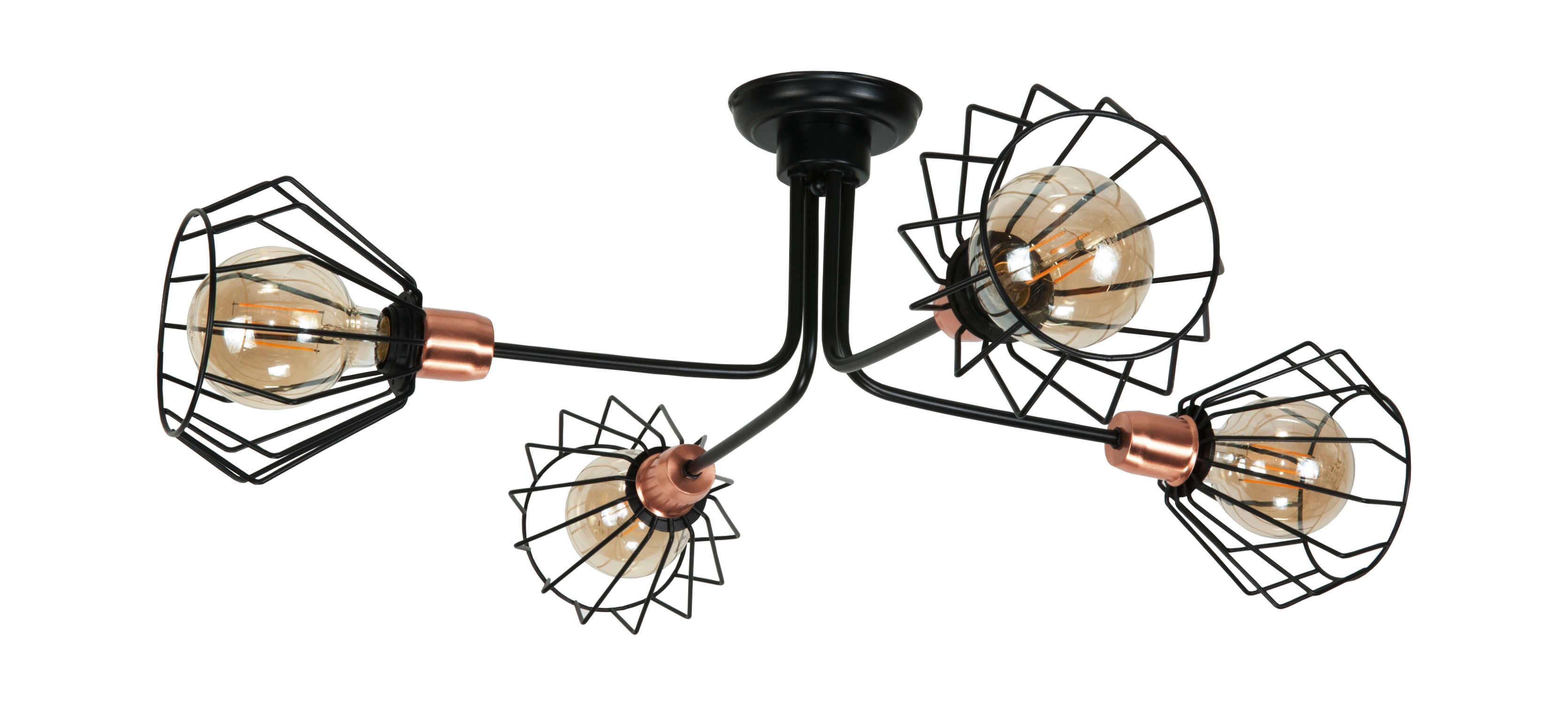 Lampa sufitowa loft czarna koszyki EDYLIT 4xE27 RALF 14-631