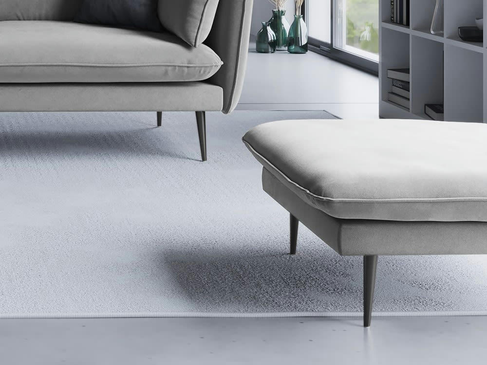 AGATE - Pouf en velours gris clair