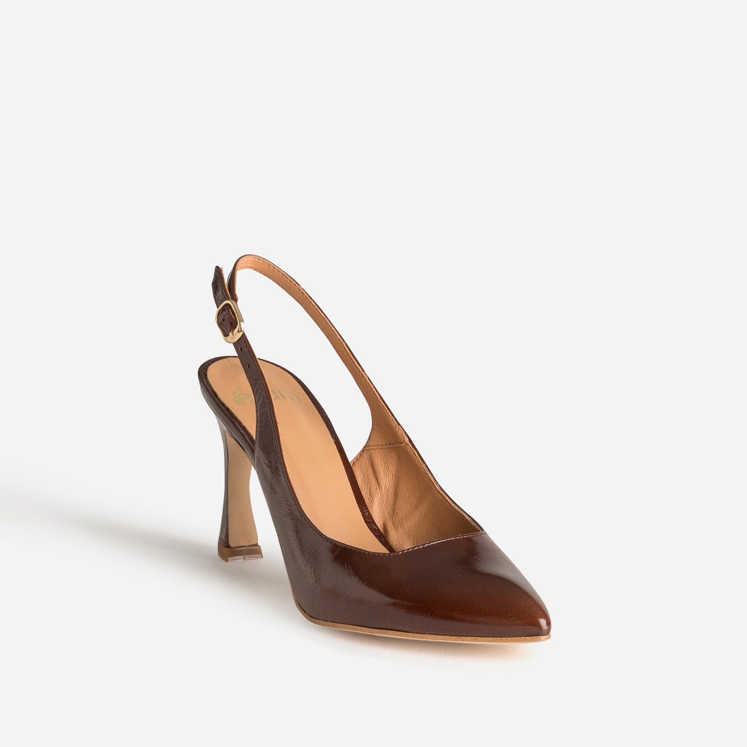 Escarpin slingback marron cuir