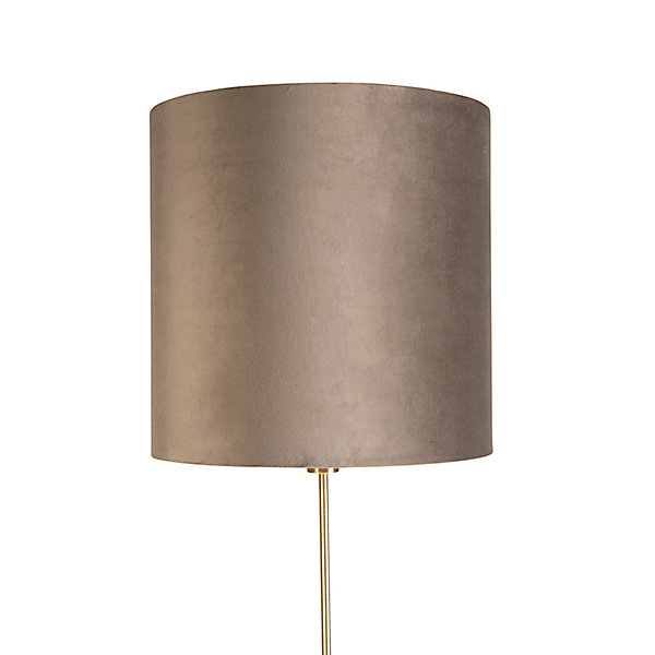 Lampadaire or/laiton avec abat-jour en velours taupe 40/40 cm - Parte