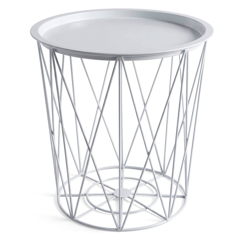 Bout de canapé Ga&euml;lle rond métal blanc Ø37,5xH40cm