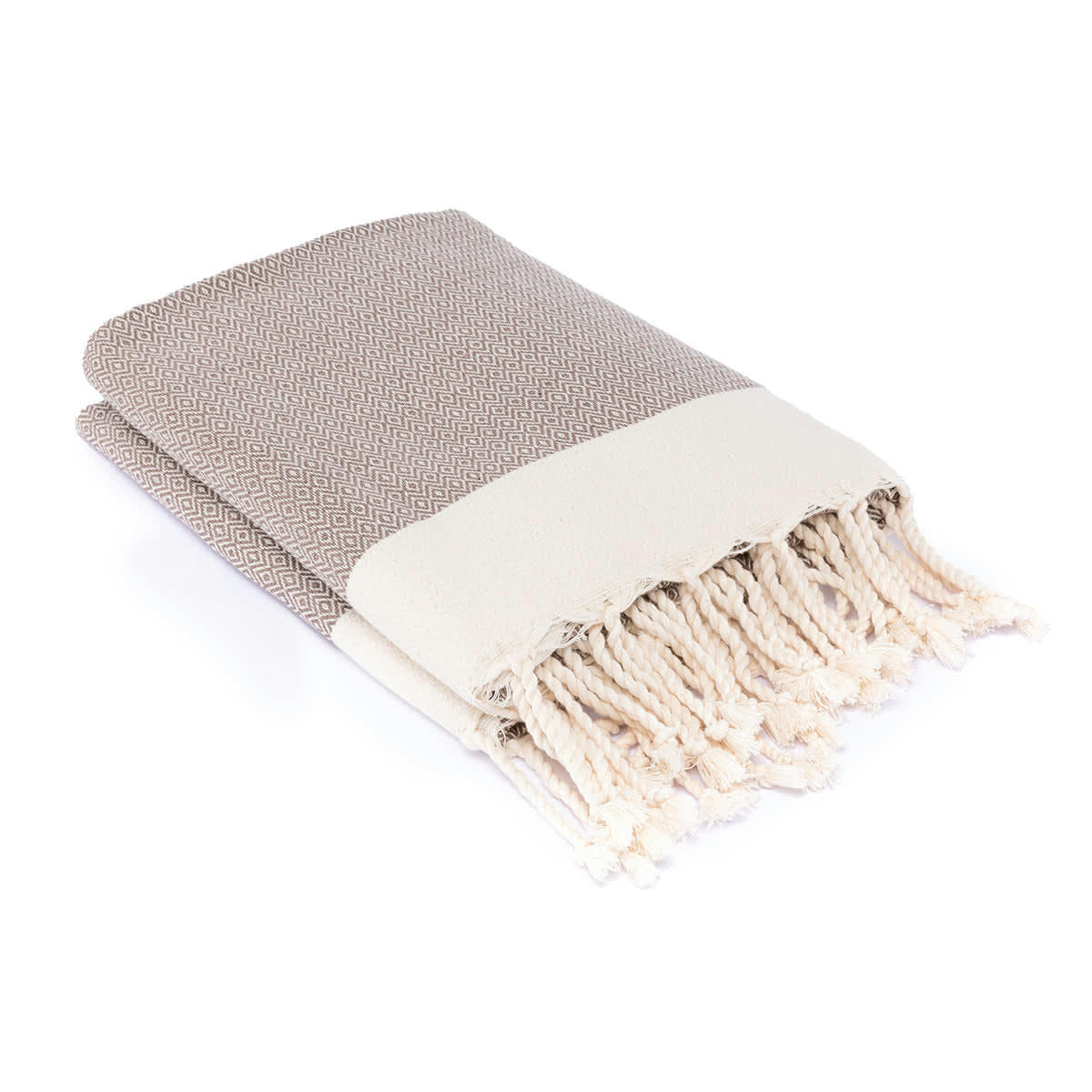 COURCHEVEL - Plaid coton  160x250 taupe / écru