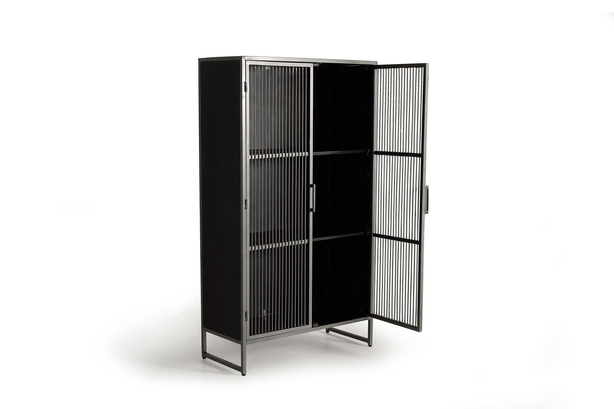 - Vitrine en bois d'acacia et métal.