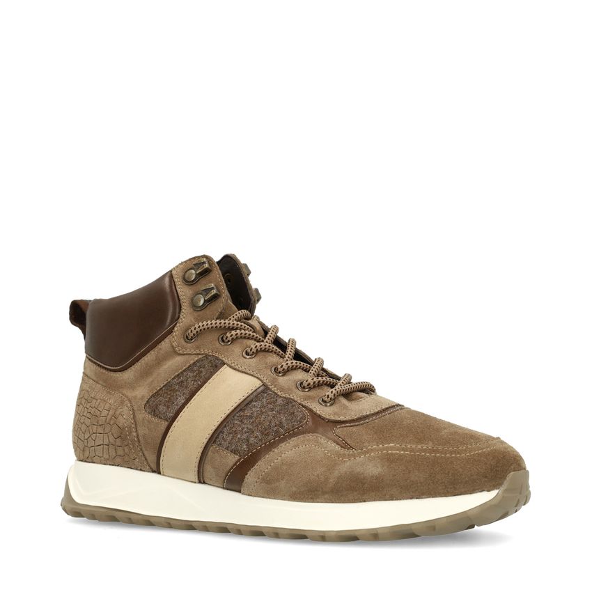 Manfield Taupe suède veterschoenen