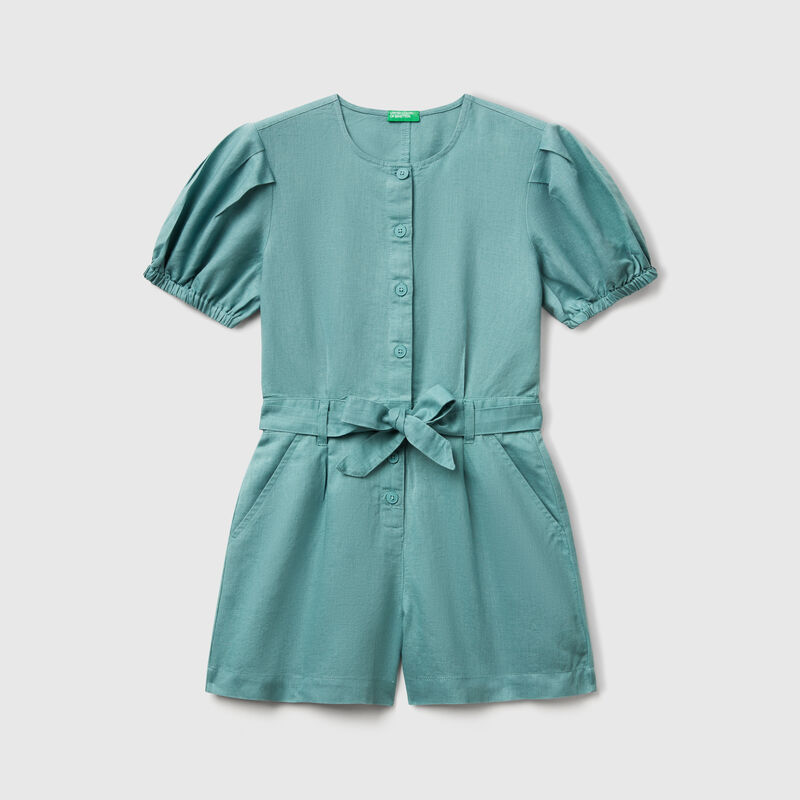 Jumpsuit with sash in linen blend