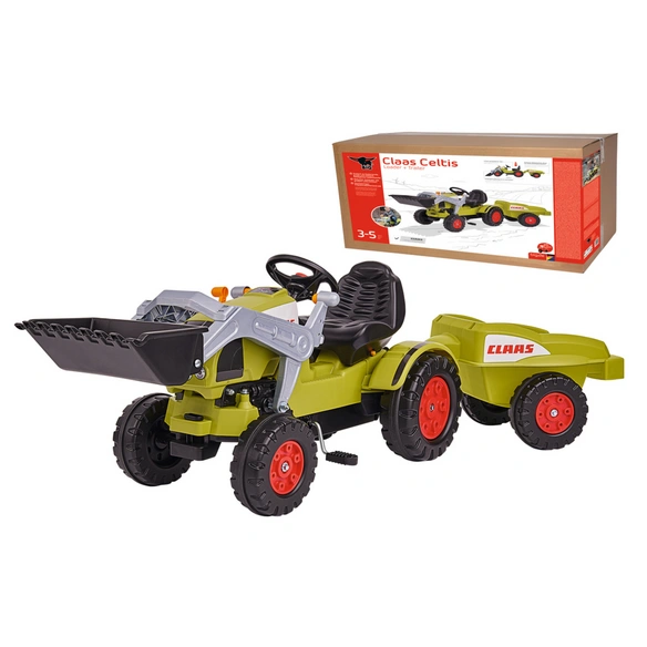Spielzeug-Traktor, Loader mit Anhänger, grün schwarz silberfarben