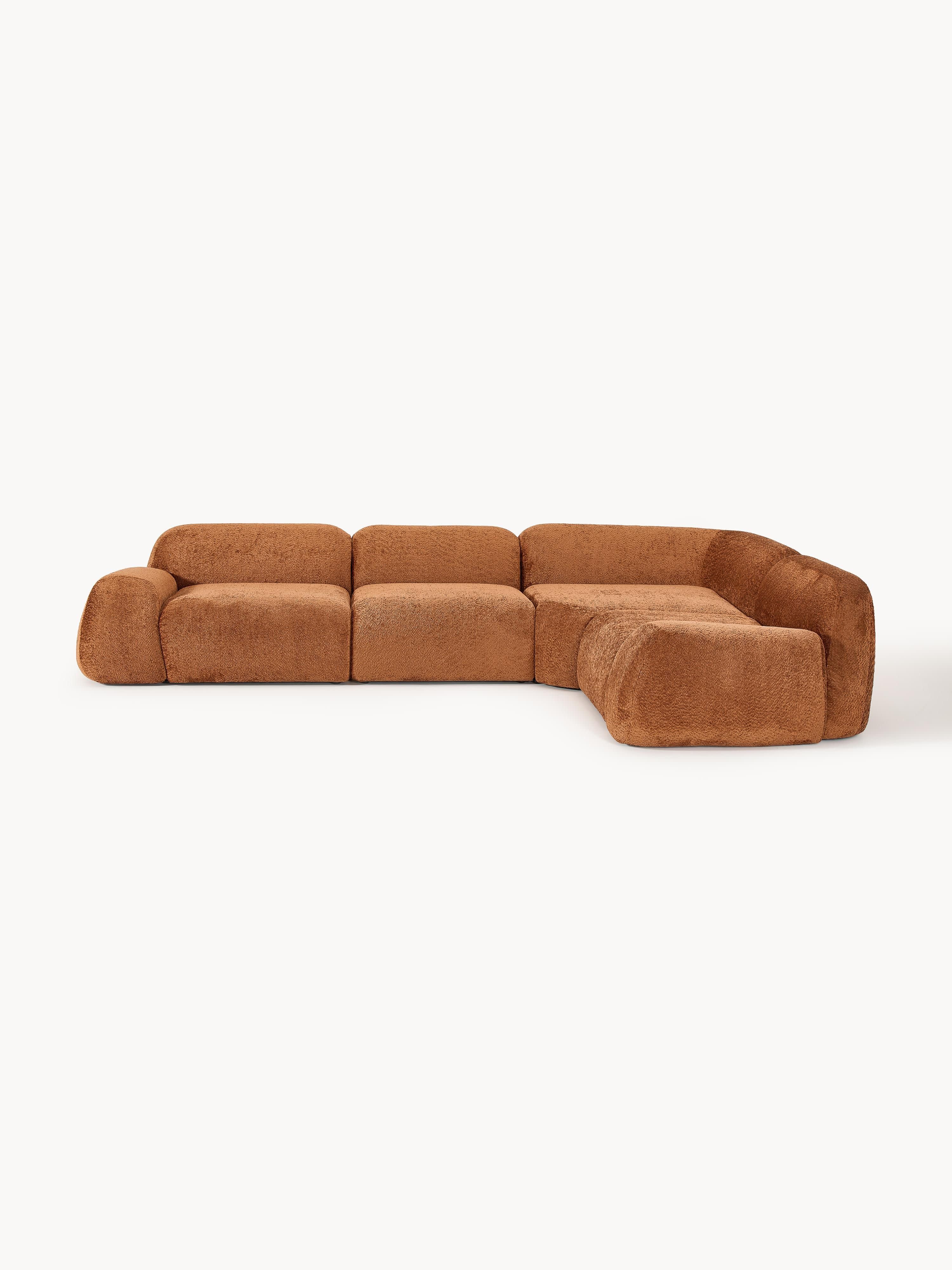 Modulares Teddy-Bouclé-Ecksofa Wolke (4-Sitzer)