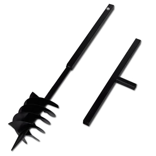 NNEVL Ground Drill with Handle Auger Bit 180mm 3 Spirals Steel Black