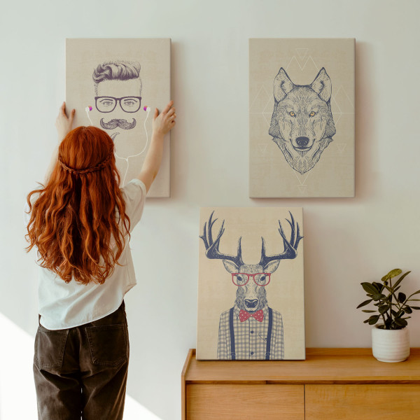 Obraz canvas 3 częściowy Zwierzęcy portret | 3x40x60 | Wallfluent