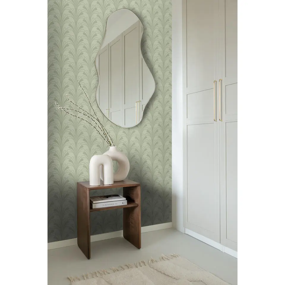 Origin Wallcoverings behang art deco motief vergrijsd groen - 50 x 900 cm