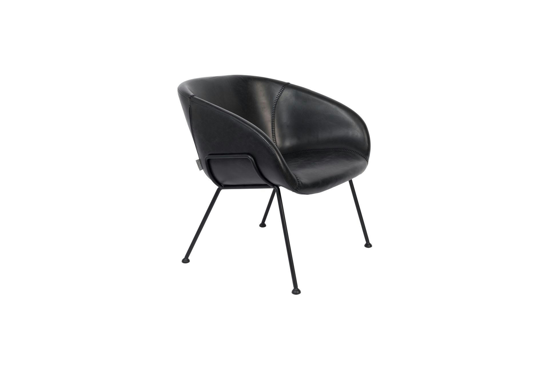 FESTON - Fauteuil lounge en cuir noir