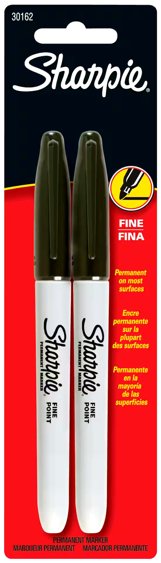 Sharpie Permanent Markers, Fine Point, Black, 2 Count