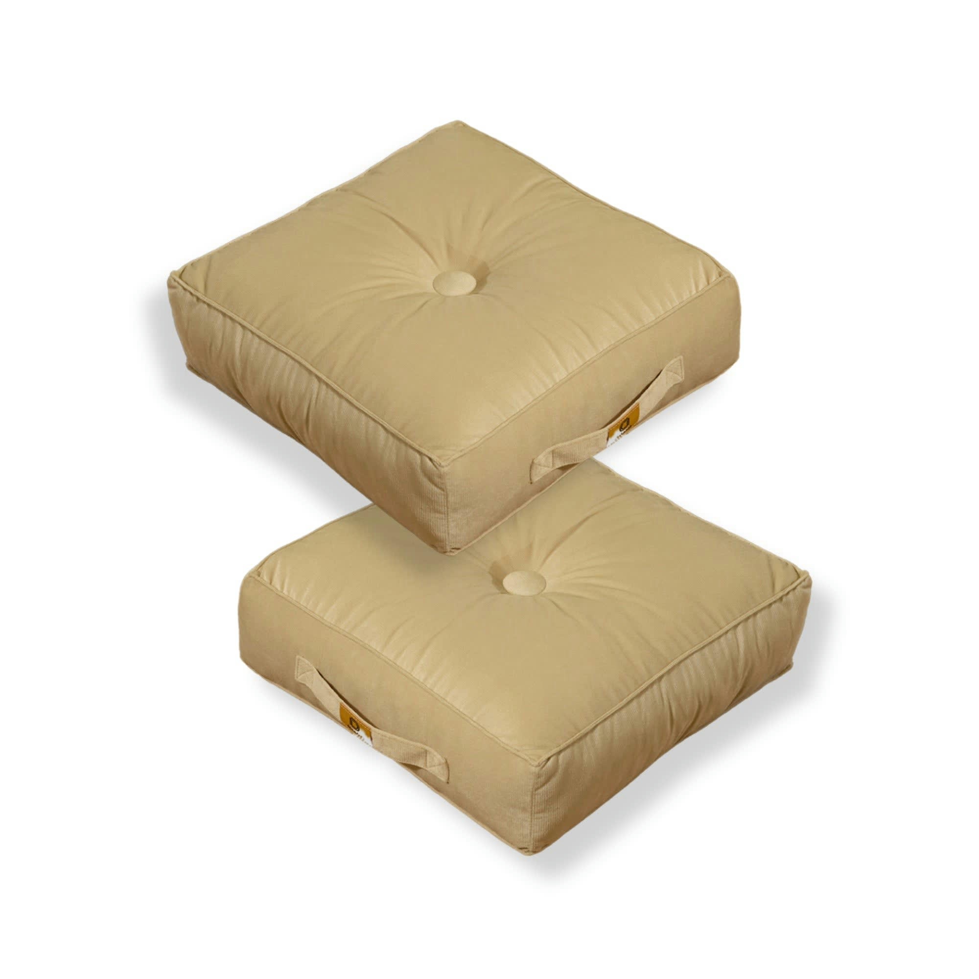 - Pouf en velours 40 x 40 x 14 cm lot de 2 - Creme