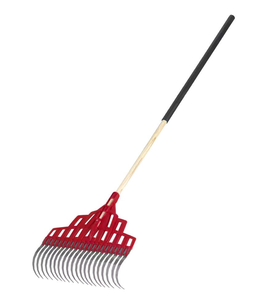 Garant Multi-Purpose Poly Steel 20-Tine Leaf Rake, 65.5-in Wooden Shaft