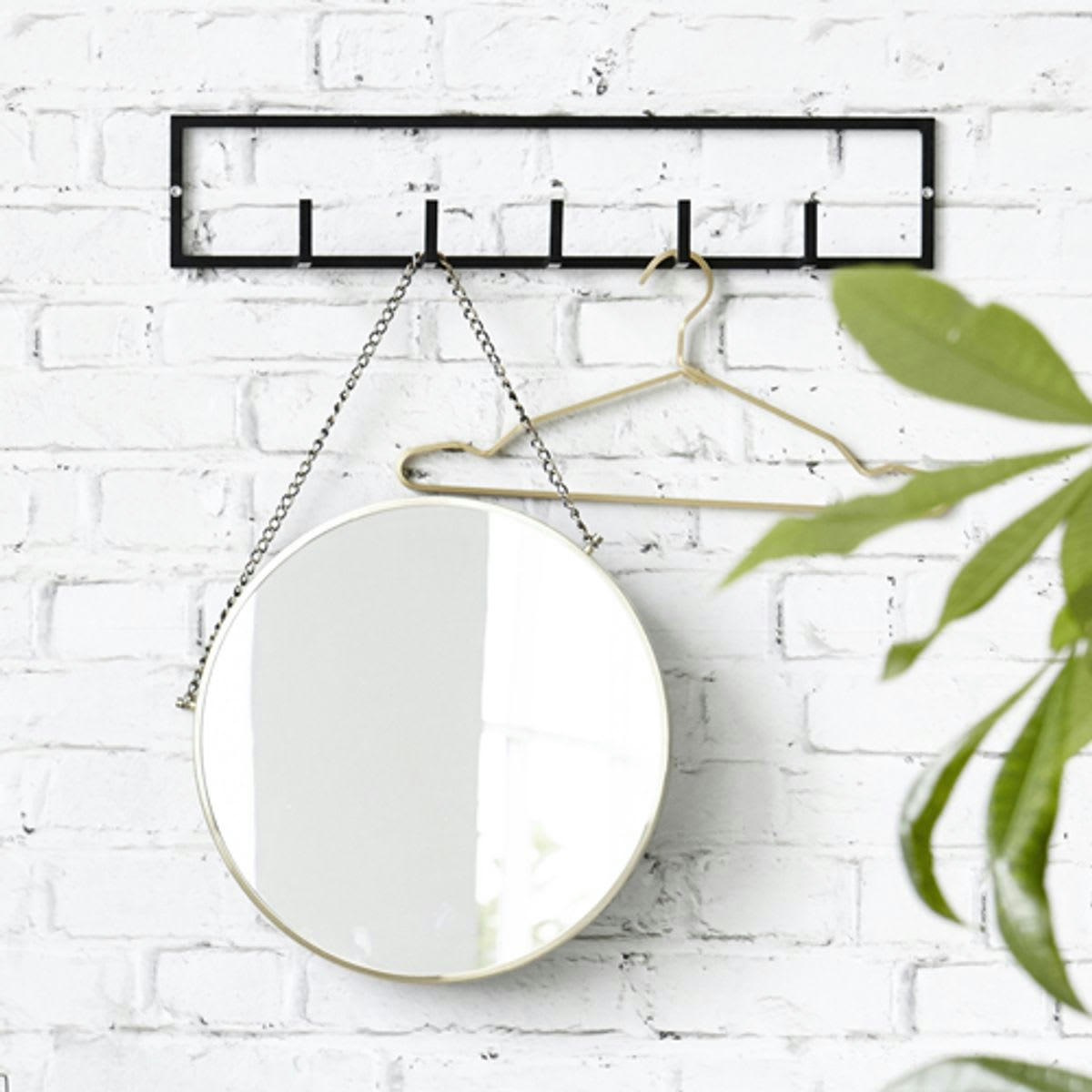 - Porte-manteau mural 7 crochets en métal noir