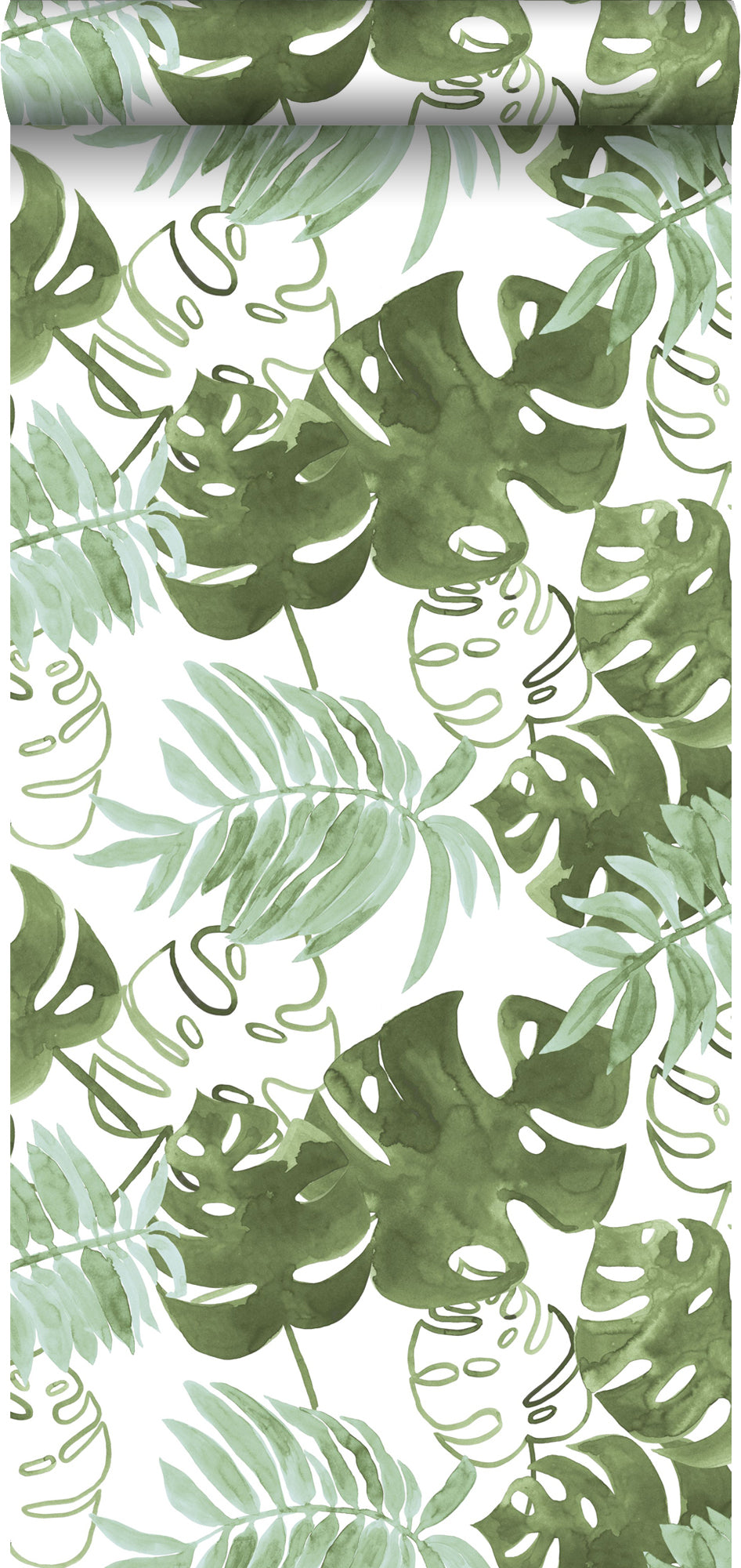 Walls4You behang tropische bladeren groen grijs - 53 cm x 10.05 m - 935294