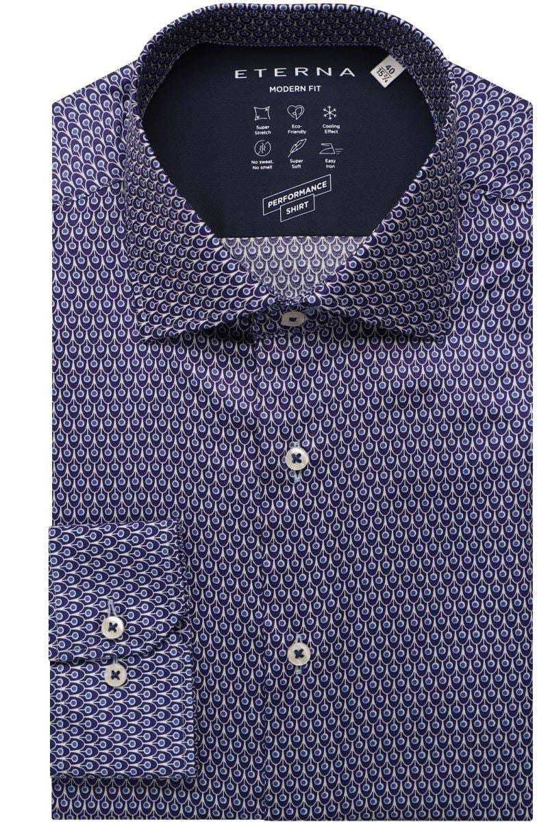 ETERNA Performance Modern Fit Tencel Hemd marine, Bedruckt