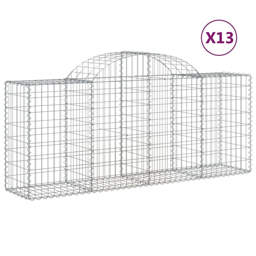 NNEVL Arched Gabion Baskets 13 pcs 200x50x80/100 cm Galvanised Iron