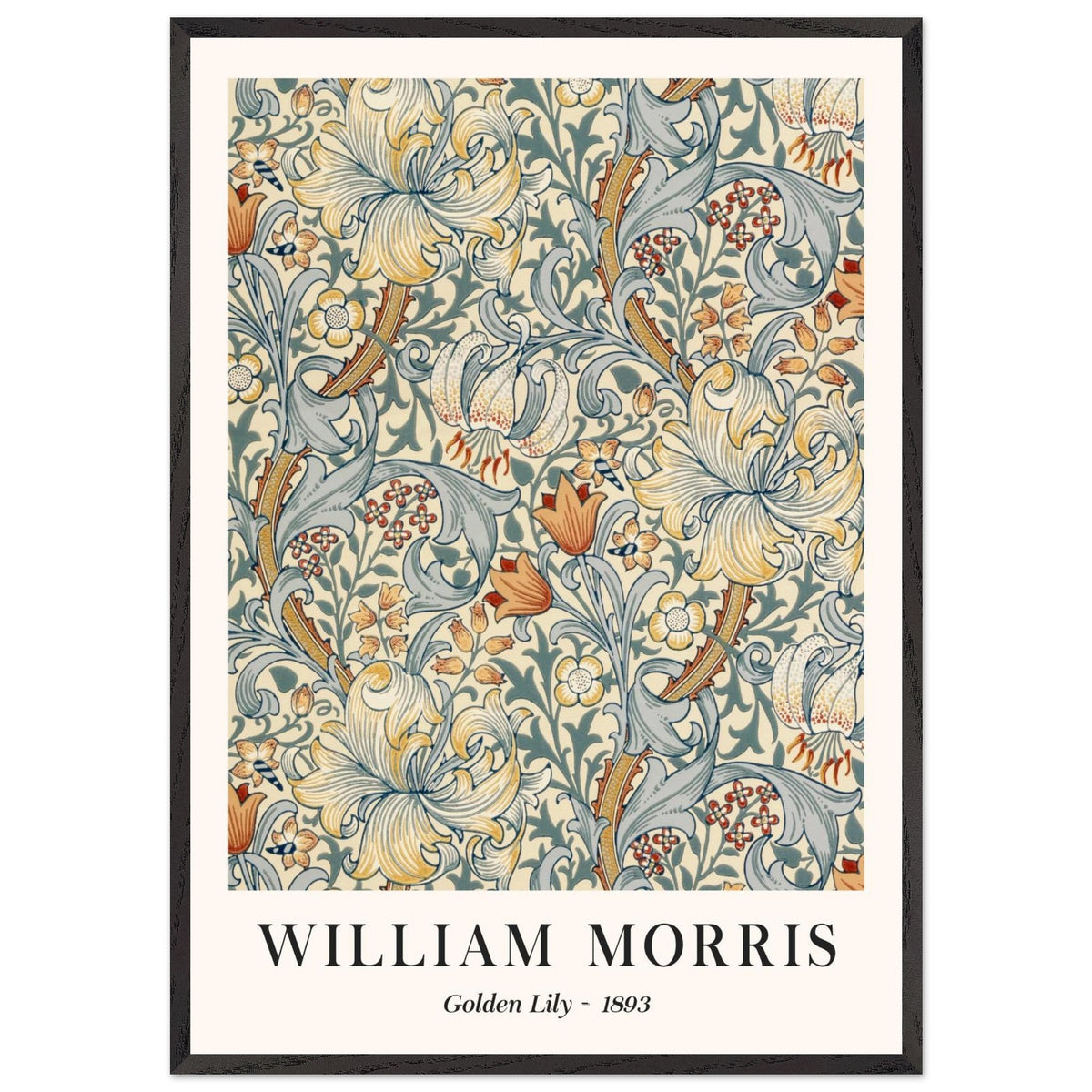 Artfulprints Poster met Lijst William Morris - Golden lilly 1893  - 70x100 cm - Groen