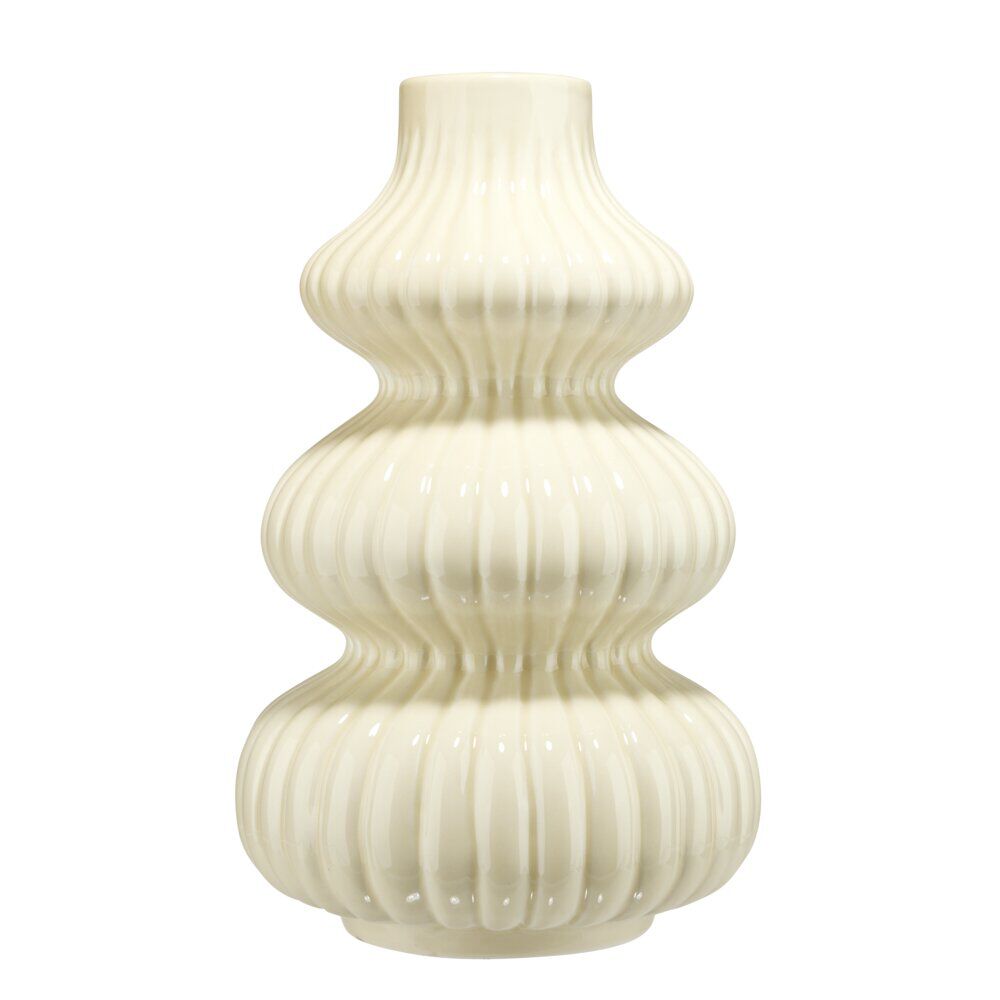 Vase arrondi contemporain céramique beige H24,5cm