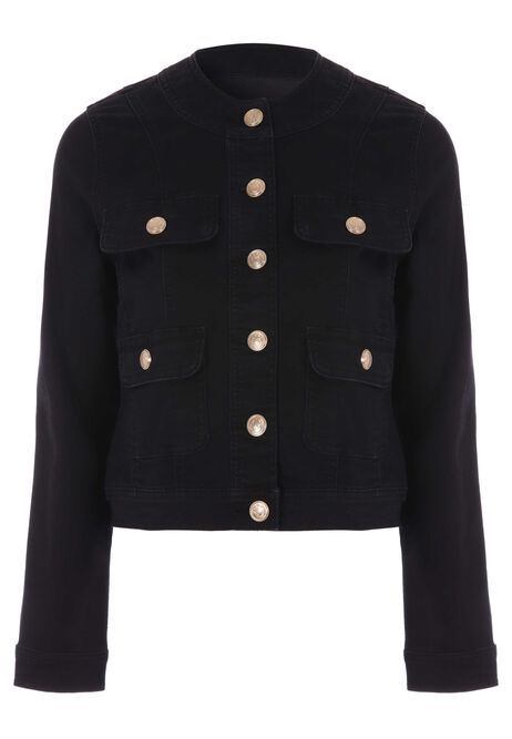 Womens Black Utility Denim Jacket