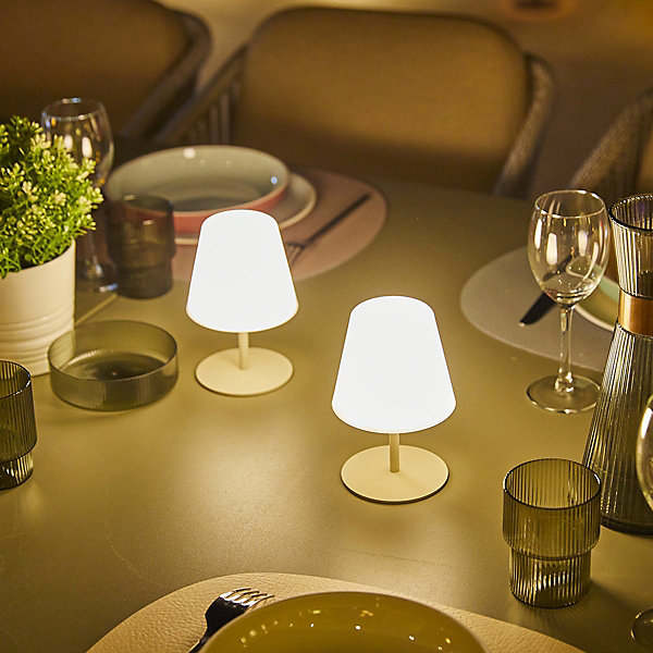 4 Lampes de table sans fil TWINS Sable H16cm