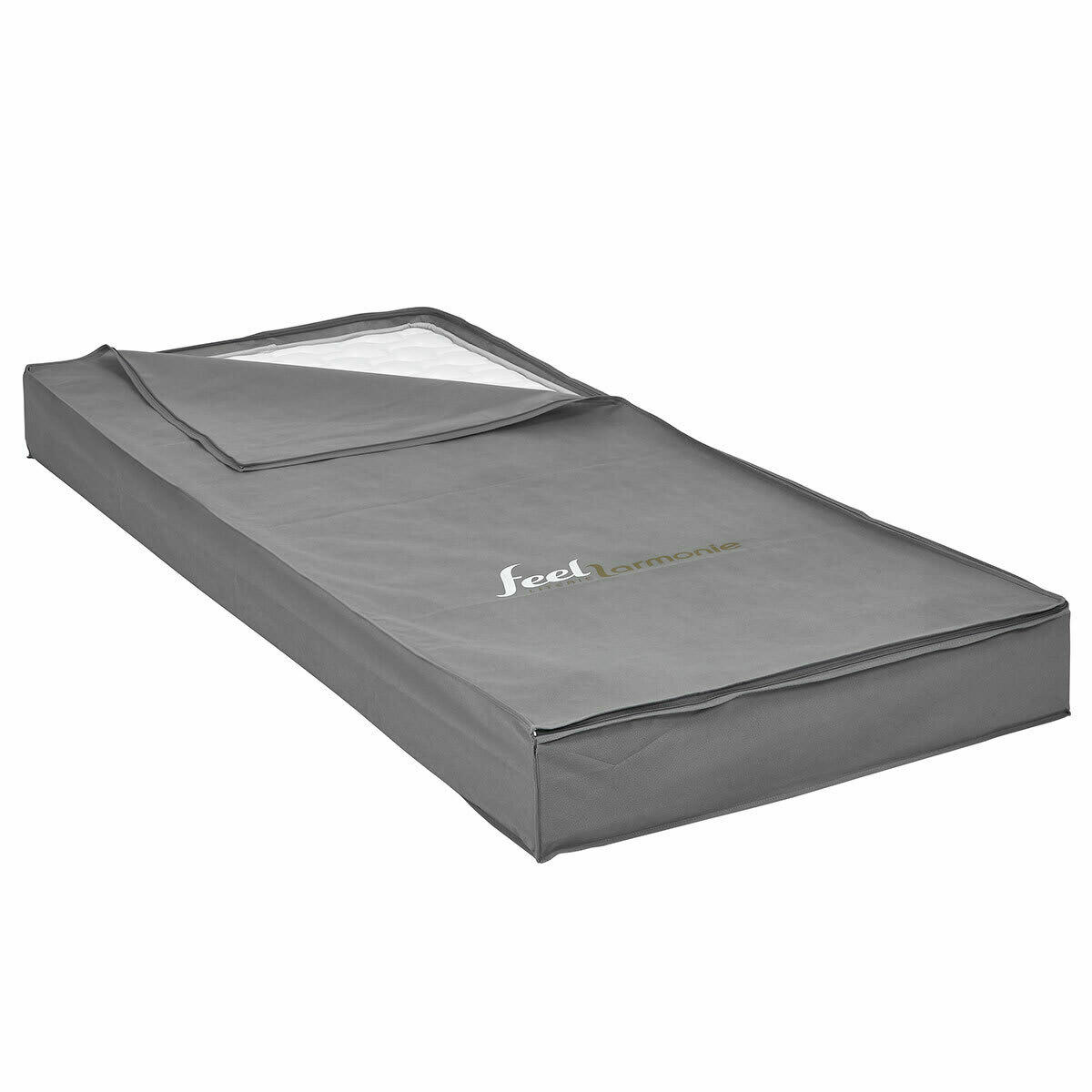 SOMNUM - Housse de rangement de matelas 90x200 cm tissu gris,noir