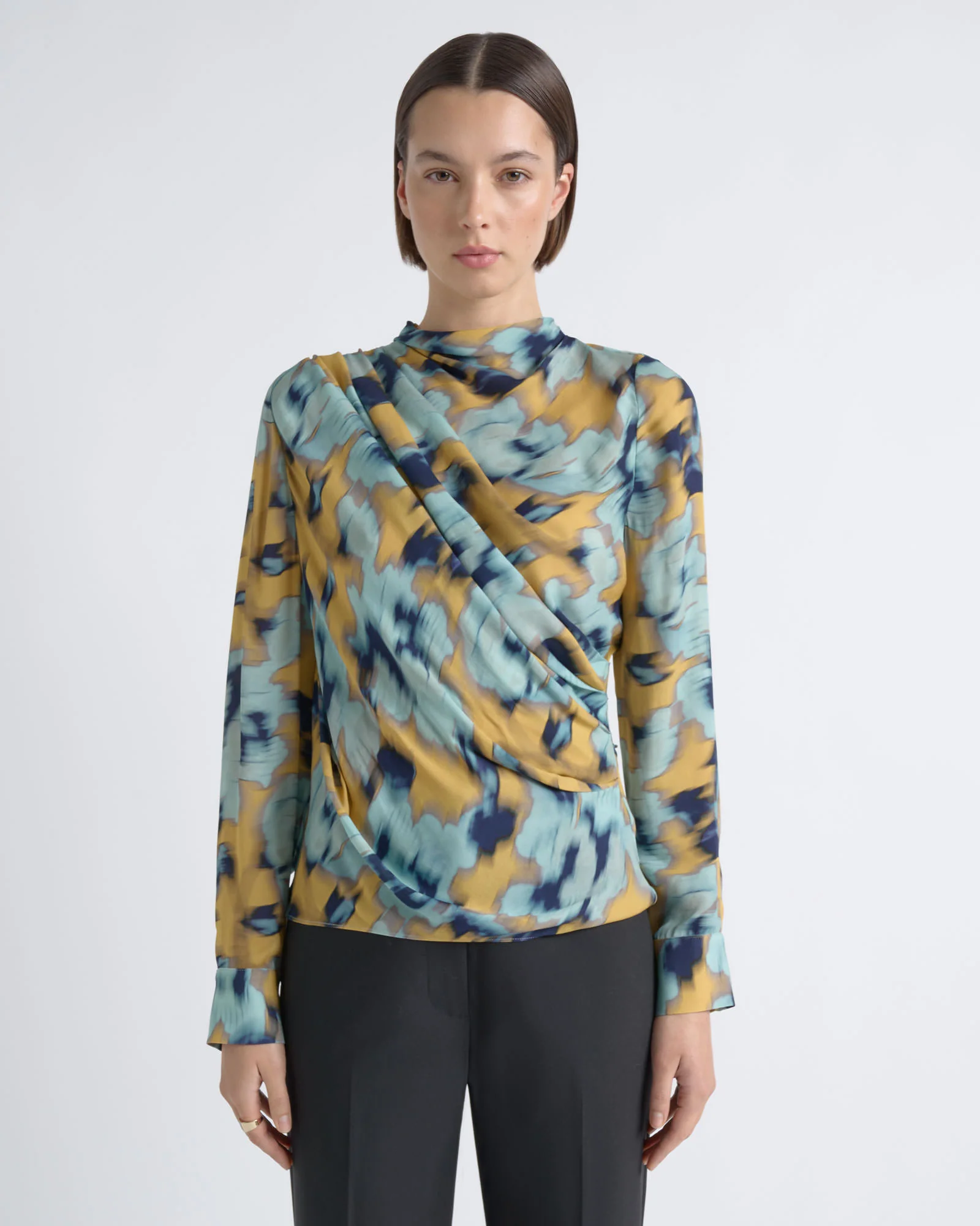 Blurred Floral Drape Top