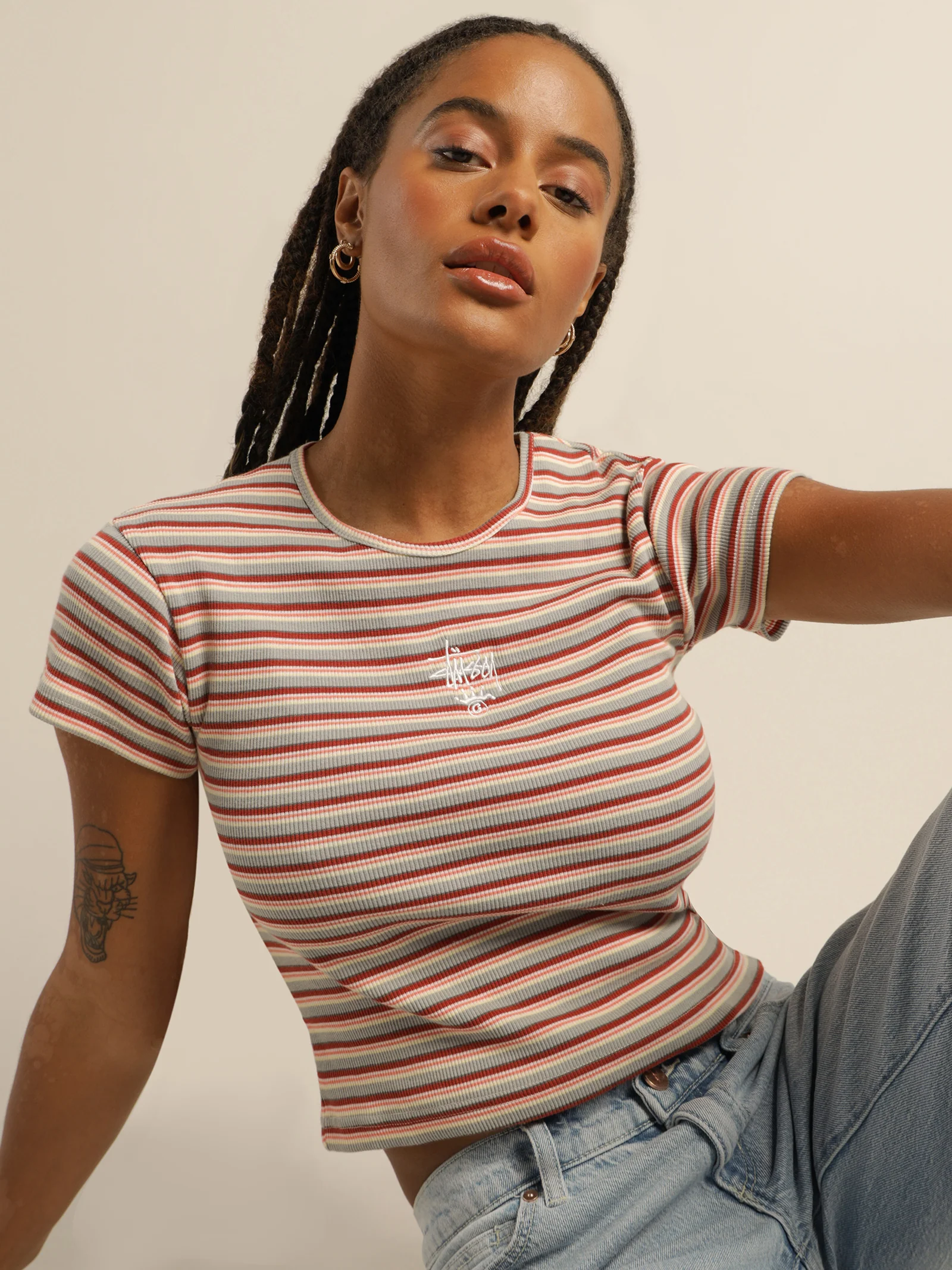 Rosada Stripe Fitted T-Shirt